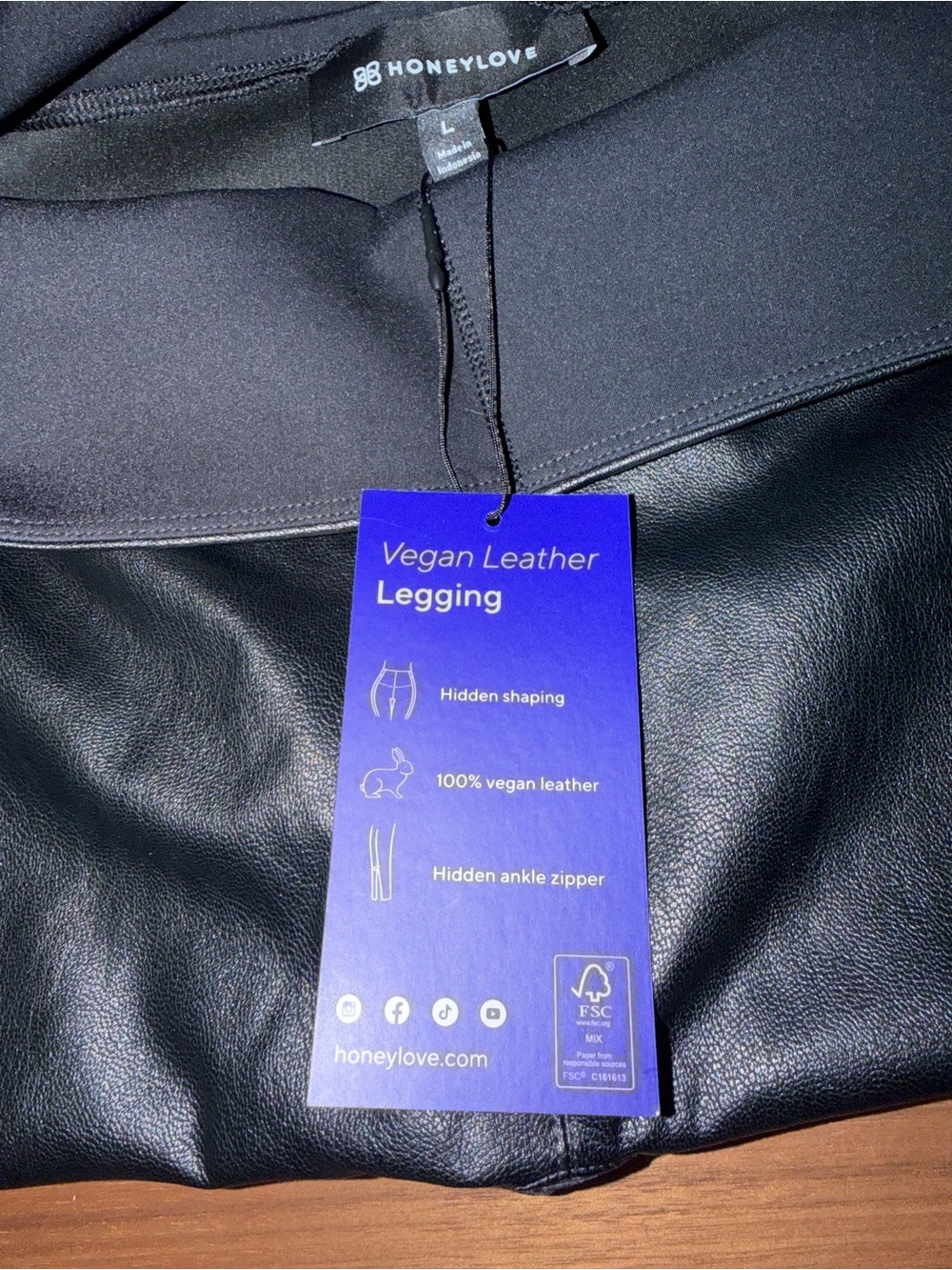 Honeylove Black Vegan Leggings - Large - Picture 3 of 10